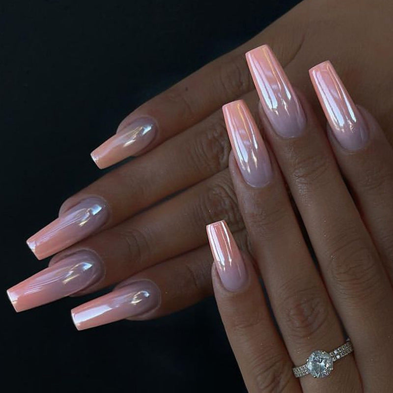24pcs/Set Chrome Pink Gradient Press-On Nails