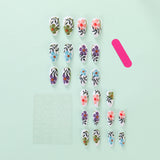 24pcs/Set White Cartoon Flowers Press-On Nails