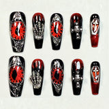(Handmade) 10pcs/Set Gothic Evil Eye Cross Art Press-On Nails