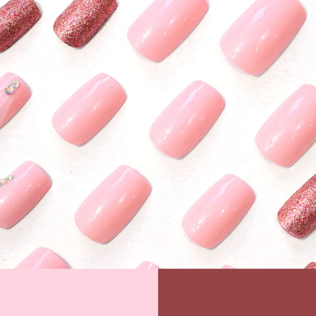 24pcs/Set Pink Instagram-Style V French Tips Press-On Nails