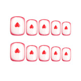 24pcs/Set Minimalist Red Heart Press-On Nails