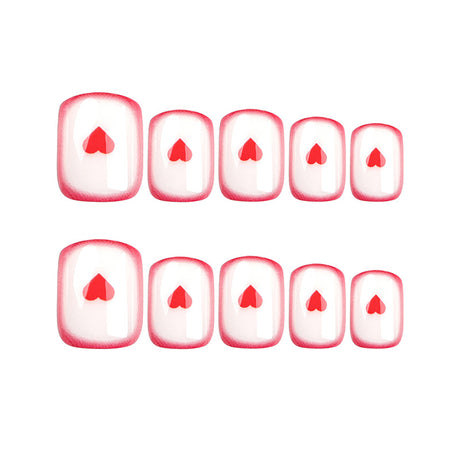 24pcs/Set Minimalist Red Heart Press-On Nails