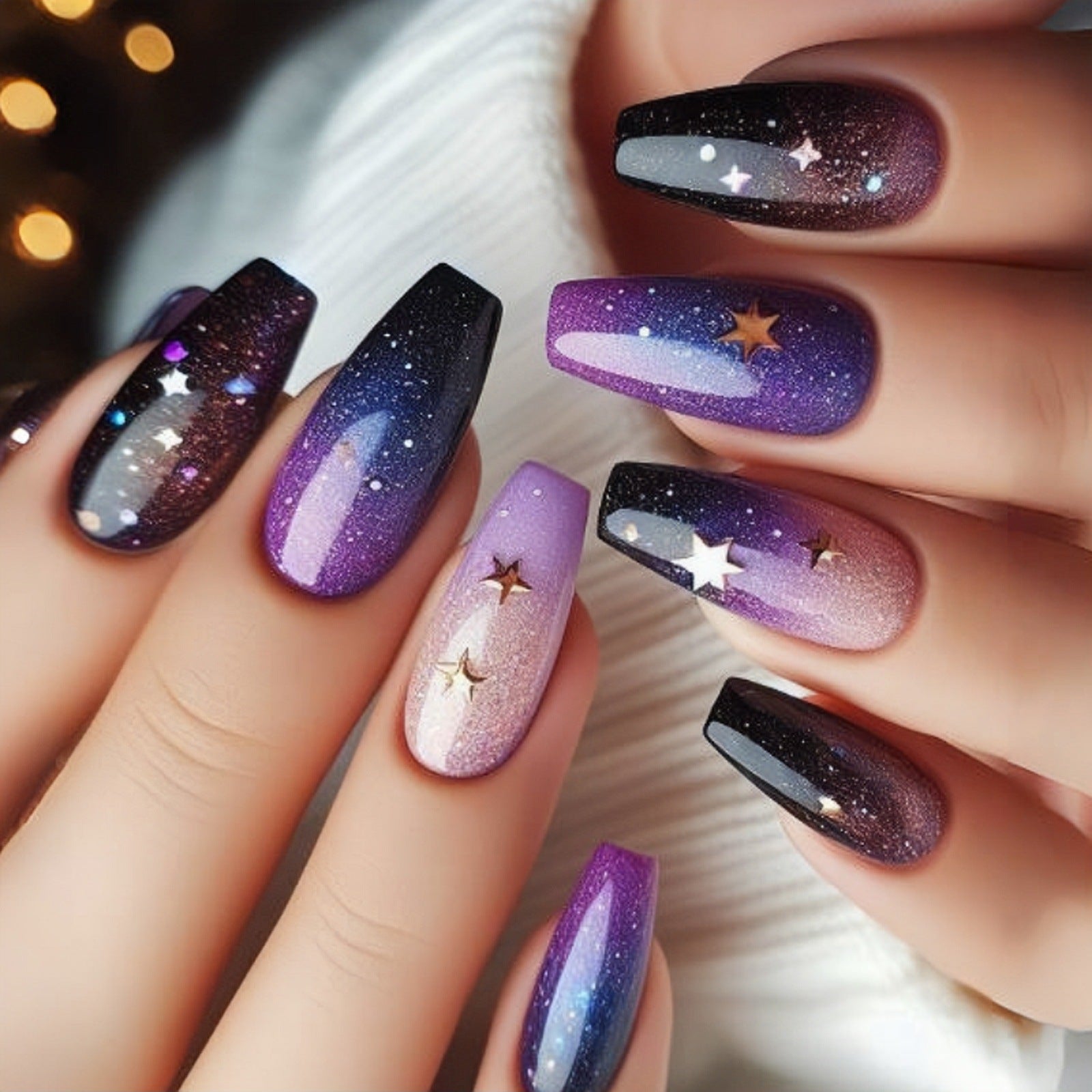 24pcs/Set Ombre Purple Press-On Nails