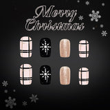 24pcs/Set Christmas Irregular Plaid Line Press-On Nails