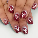 24pcs/Set Red Hearts Press-On Nails