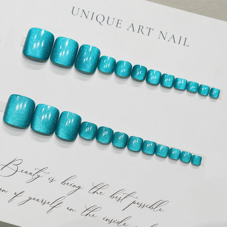 24pcs/Set Jade Cat Eye Press On Toe Nails