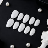 24pcs/Set Solid White Short Oval Press-On Nails