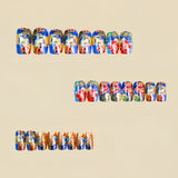 24pcs/Set Blue Gilded Botanical Flowers Press-On Nails