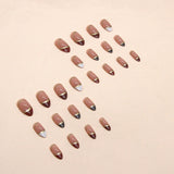 24pcs/Set Gold Foil Color Block Leopard French Press On Nails