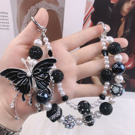 Rhinestone Butterfly Tassels Phone Strap