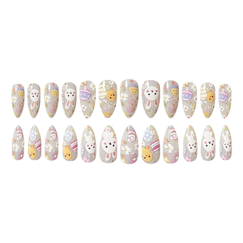 24pcs/Set Easter Egg Chick & Bunny Press-On Nails