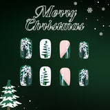 24pcs/Set Christmas Tree & Snowflake French Glitter Press-On Nails