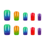 24pcs/Set Purple Gradient with Fine Glitter Press-On Nails
