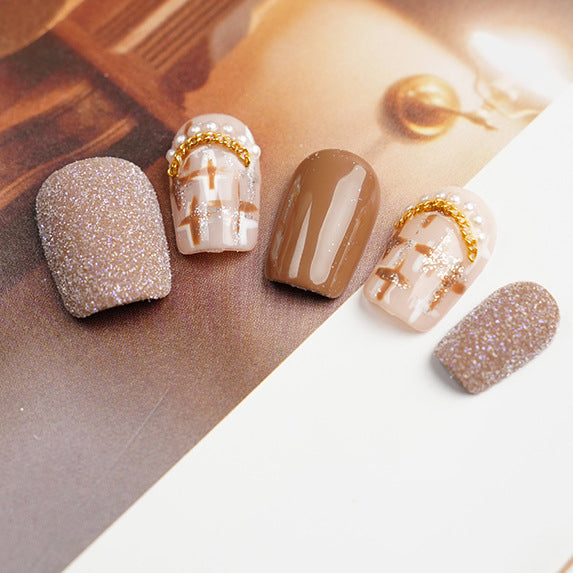 10pcs/Set Brown Matte Press-On Nails