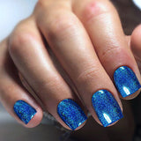 24pcs/Set Blue Glitter Short Press-On Nails
