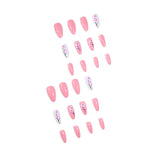 24pcs/Set Pink Flowers Press-On Nails