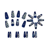 24pcs/Set Silver Butterfly Flowers Press-On Nails