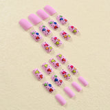 24pcs/Set Colorful Frosted Heart Press-On Nails