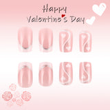 24pcs/Set White Heart Glitter French Tip Press-On Nails