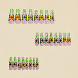 24pcs/Set Multicolor Tie-Dye Flowers & Butterflies Press-On Nails
