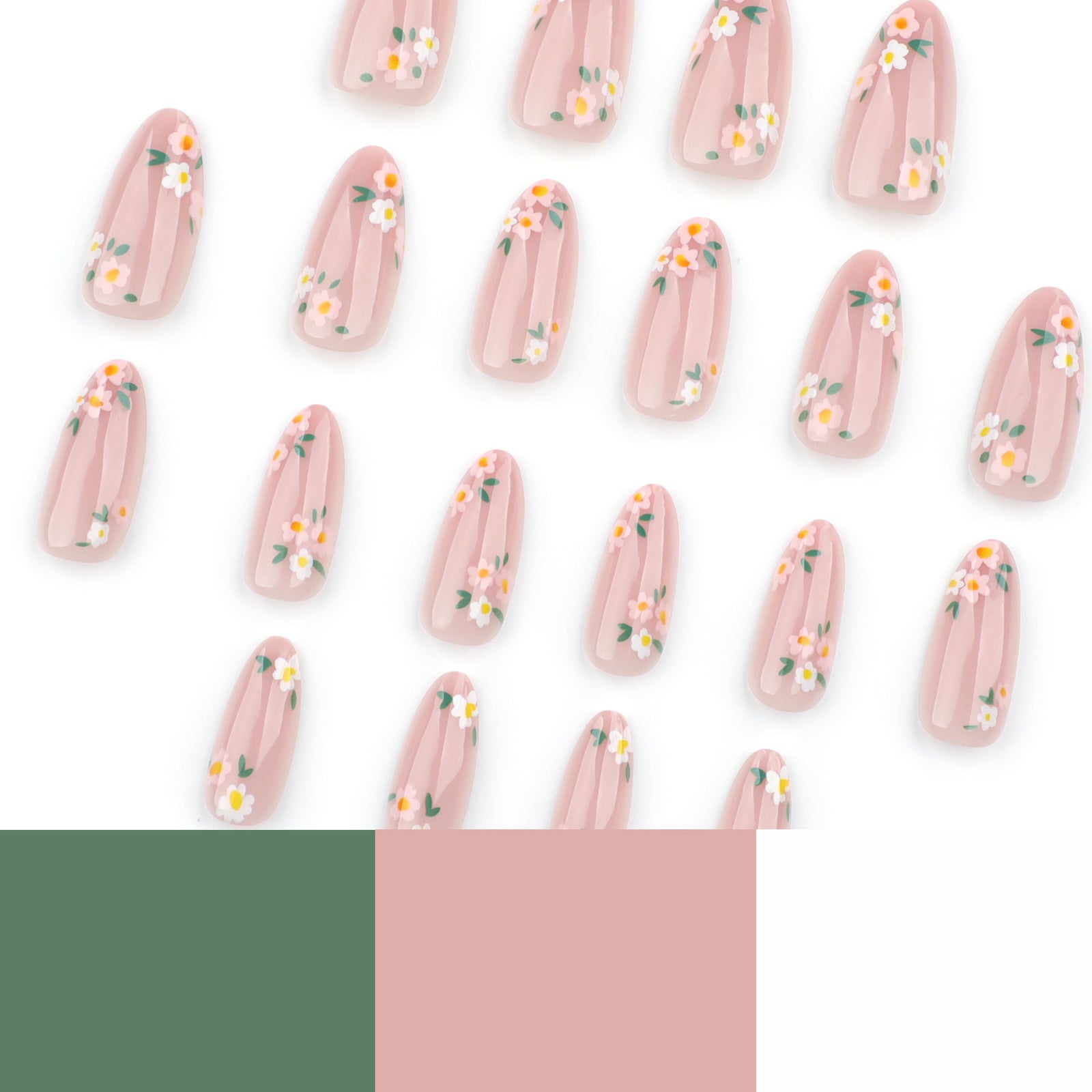 24pcs/Set Spring and Summer Flowers Press-On Nails
