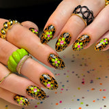 24pcs/Set Brown Leopard Floral Press-On Nails