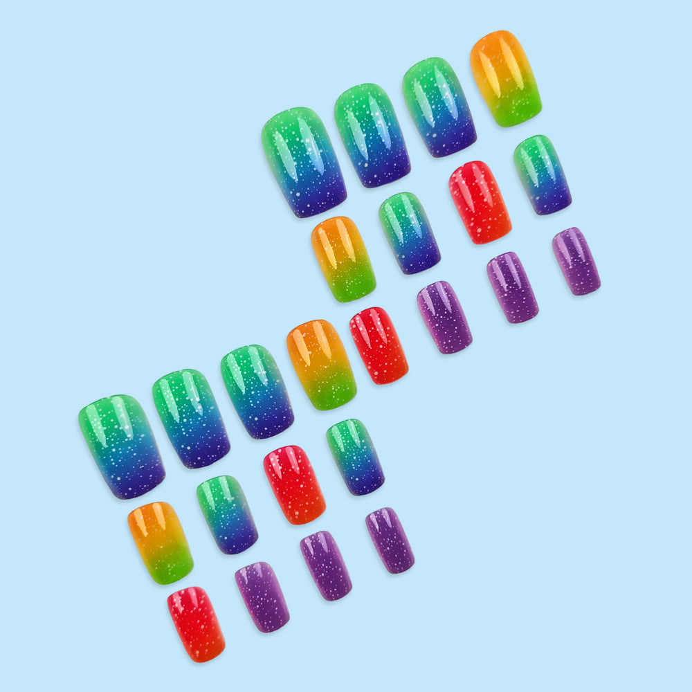 24pcs/Set Purple Gradient with Fine Glitter Press-On Nails