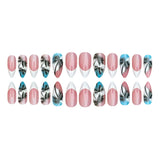 24pcs/Set White French Coconut Tree Press-On Nails