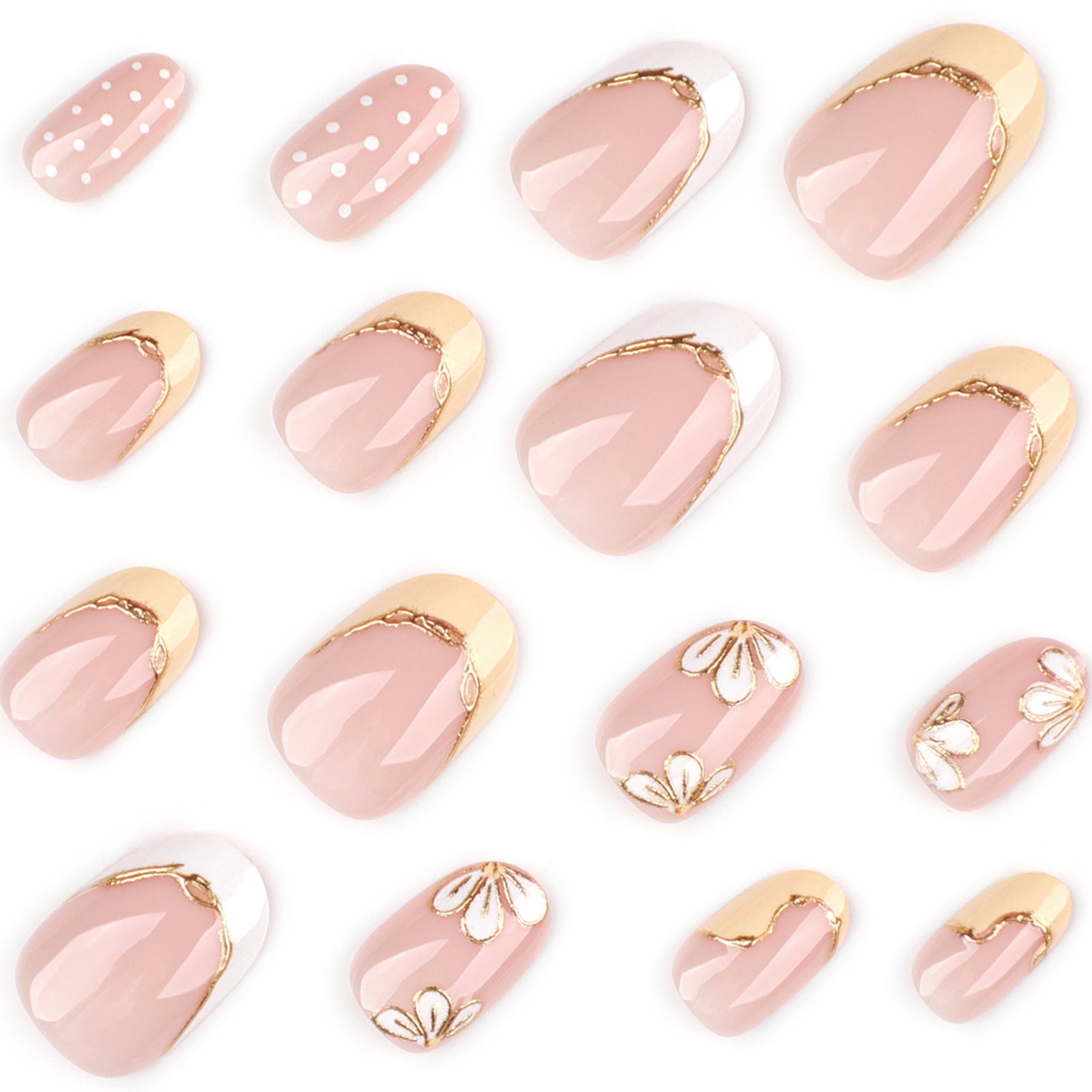 24pcs/Set Minimalist French White Flowers Press-On Nails