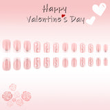 24pcs/Set White Heart Glitter French Tip Press-On Nails