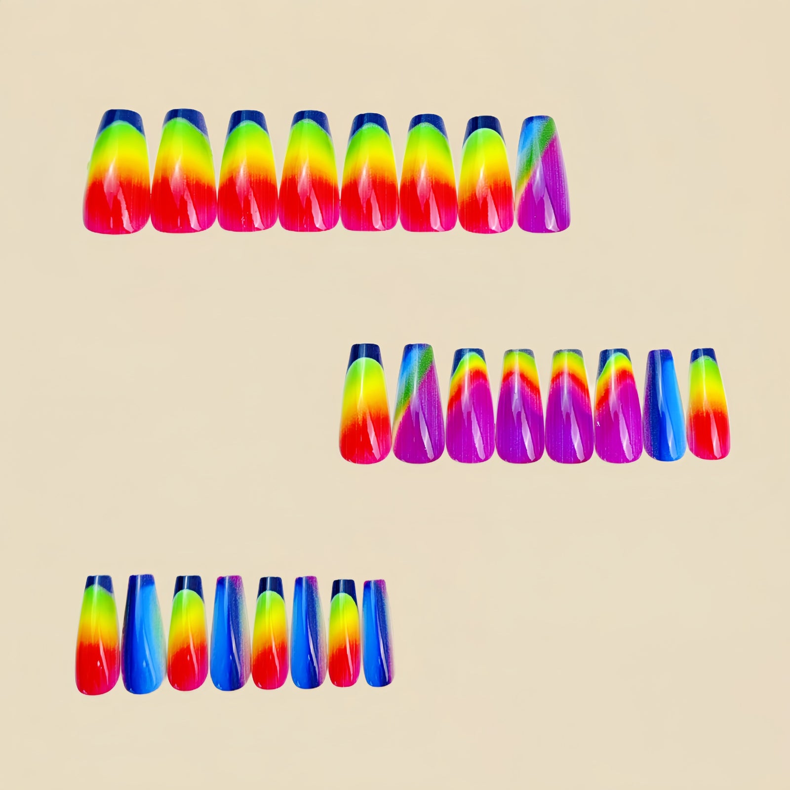 24pcs/Set Multicolor Gradient Ombre Press-On Nails
