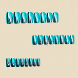 24pcs/Set Chrome Shiny Light Blue Press-On Nails