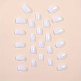24pcs/Set Solid White Short Press-On Nail