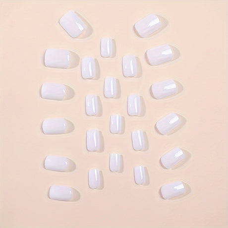 24pcs/Set Solid White Short Press-On Nail