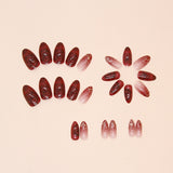 24pcs/Set Red Flowers Press-On Nails