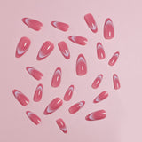 24pcs/Set Geometric French Pink Press-On Nails