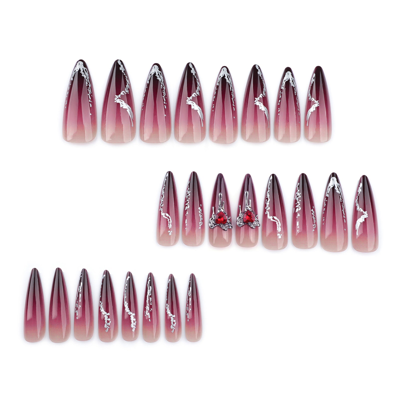 24pcs/Set Sparkling Dark Gradient Press-On Nails
