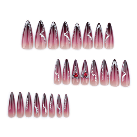 24pcs/Set Sparkling Dark Gradient Press-On Nails