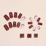 24pcs/Set Bloody Red Cute Santa Hat French Tip Press-On Nails