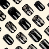 24pcs/Set Black Butterfly Press-On Nails