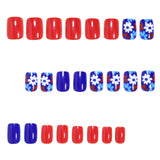 24pcs/Set Blue and Red floral Press-On Nails