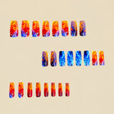 24pcs/Set Red and Blue Lightning Flames Press-On Nails