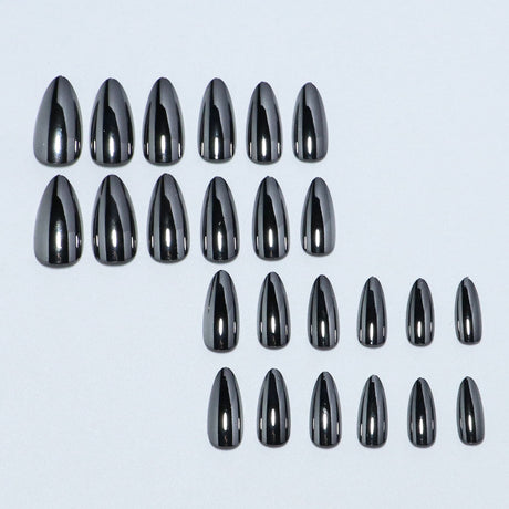 24pcs/Set Black Chrome Press-On Nails