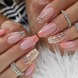 24pcs/Set Orange Gradient Glitter Press-On Nails
