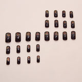 24pcs/Set Glitter Dark Brown Press-On Nails