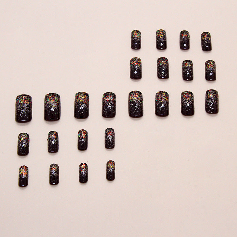 24pcs/Set Glitter Dark Brown Press-On Nails