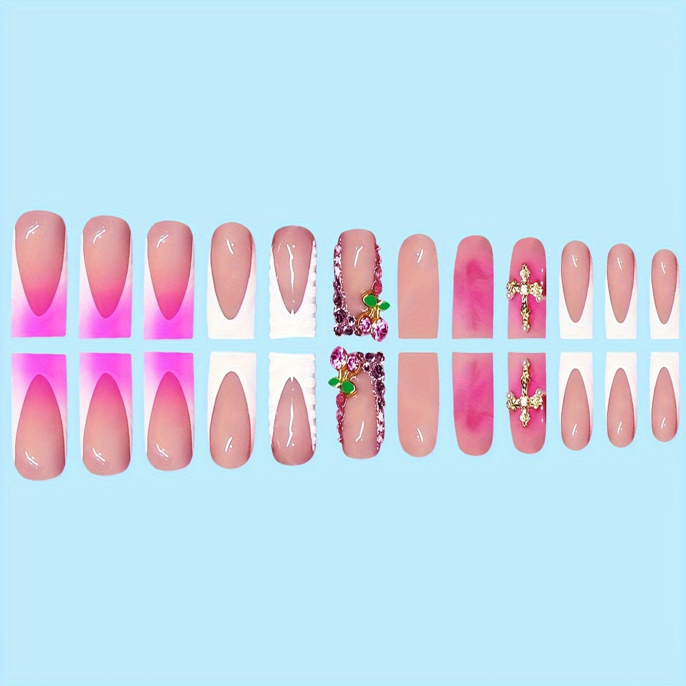 24pcs/Set Glitter Press-On Nails