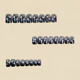 24pcs/Set Gray Small Flower Short Press On Nails