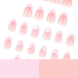 24pcs/Set Pink & White French Floral Press-On Nails