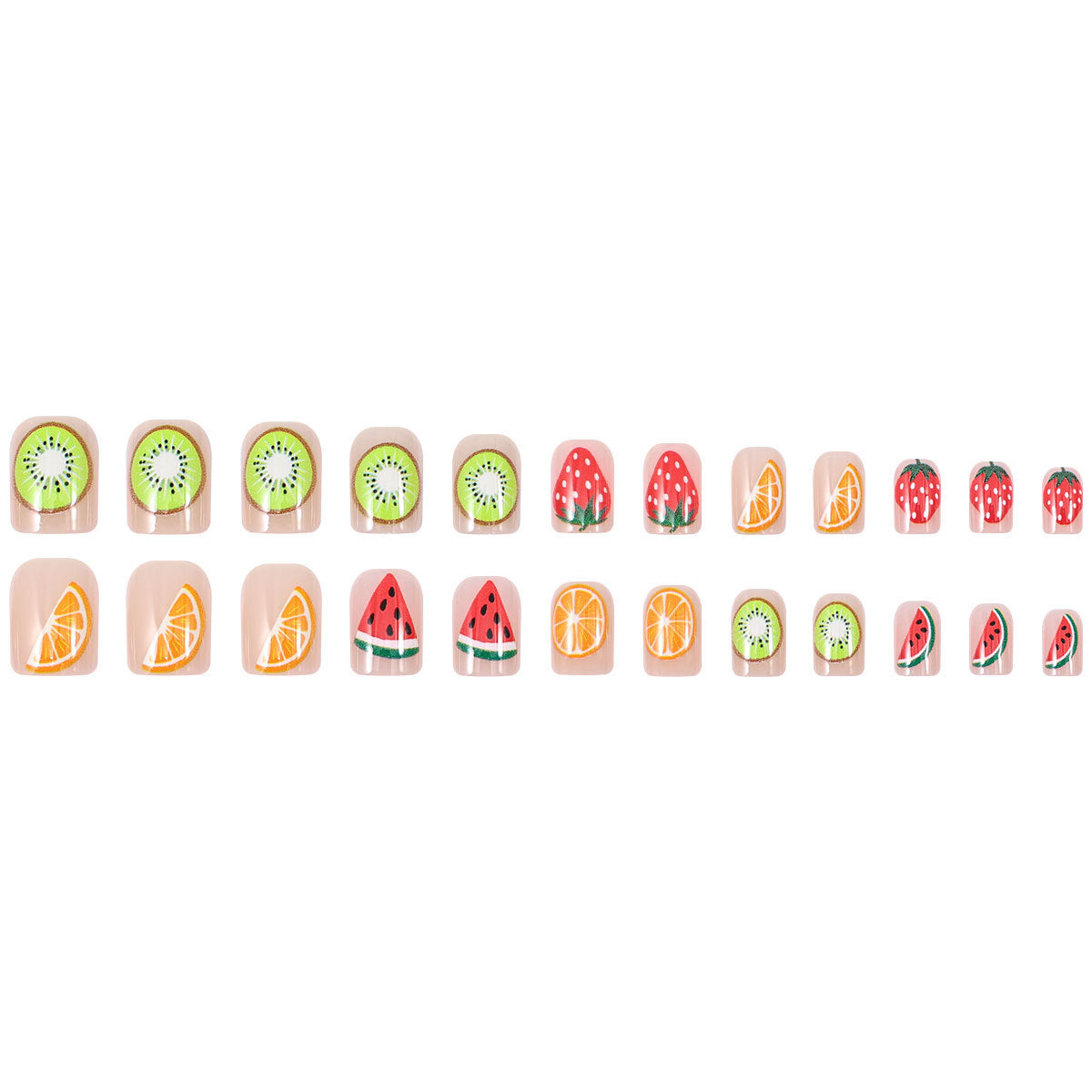 24pcs/Set Strawberry Watermelon Fruits Short Press On Nails